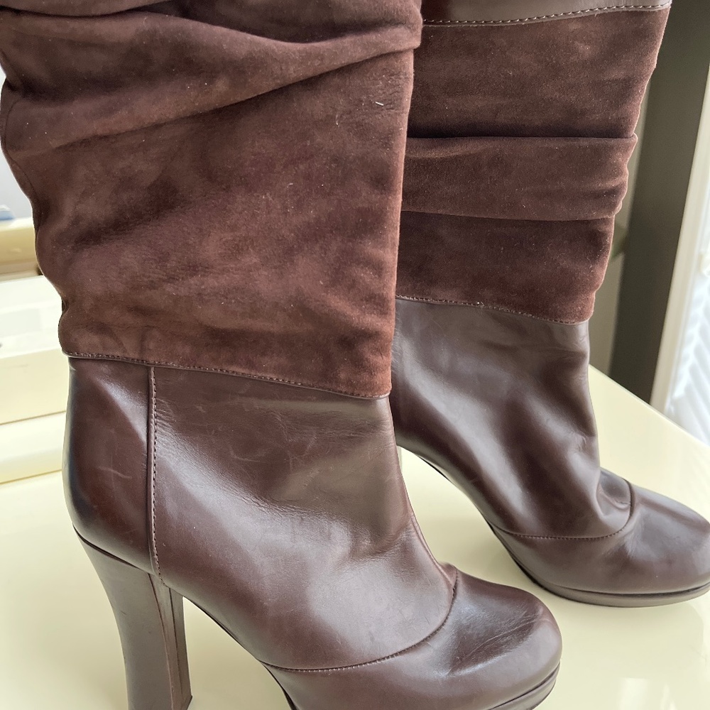 Nicole Brundage brown Italian designer boots